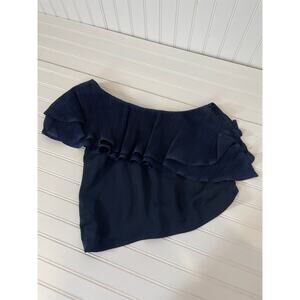 Revolve Capulet Vanessa Navy Blue Ruffle One Shoulder Top Size S